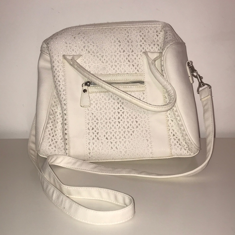 White Pleather Shoulder Bag with Strap